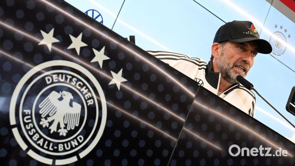 Bundestrainer Jürgen Klopp gibt aktuellen DFB-Kader für die Nations League bekannt. Bild: Boris Roessler/dpa