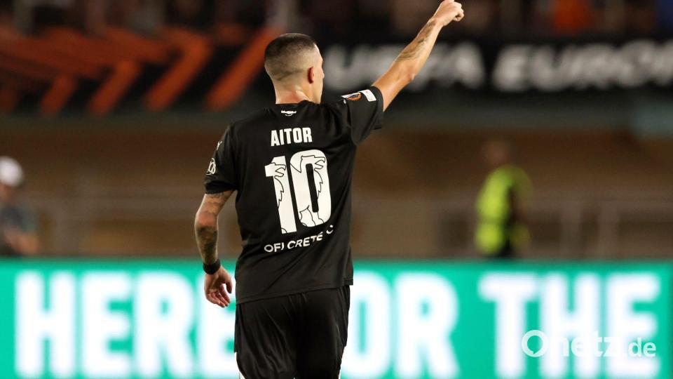 Aitor bejubelte das 1:0-Führungstor. Bild: InTime Sports/InTime Sports/AP/dpa