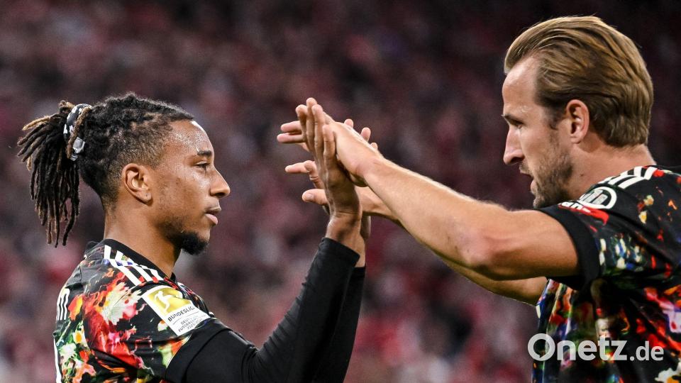 Zwei für den Ballon d'Or: Das Fünf-Tore-Duo Michael Olise (l) und Harry Kane. Bild: Harry Langer/dpa