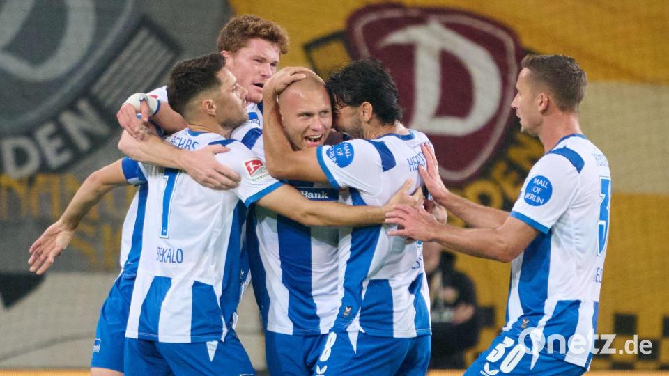 Hertha spielt auch nach dem Rückstand kontrolliert und traf. Bild: Robert Michael/dpa