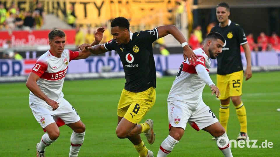 Stand in der Stuttgarter Startelf: VfB-Stürmer Deniz Undav (r). Bild: Jan-Philipp Strobel/dpa