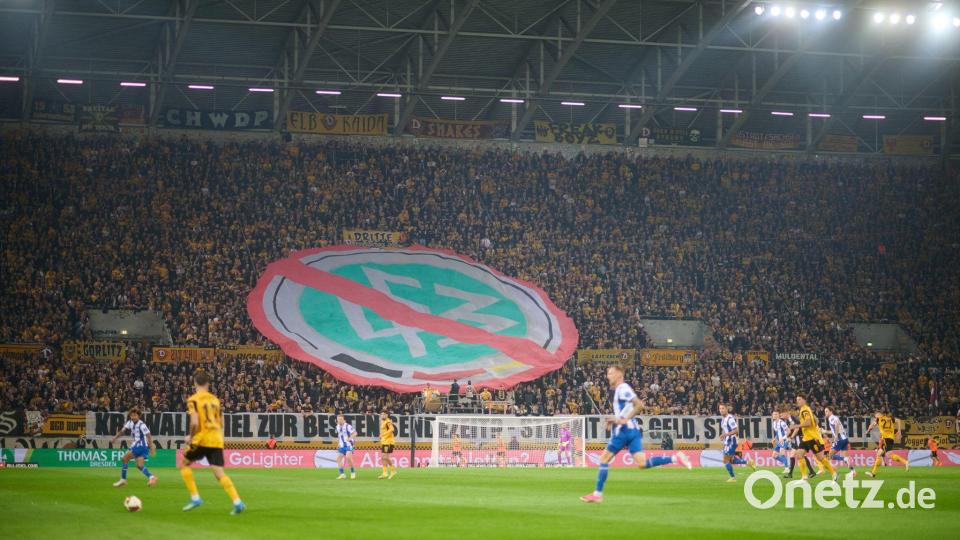 Dresdner Ultras und ihre Meinung zum DFB. Bild: Robert Michael/dpa