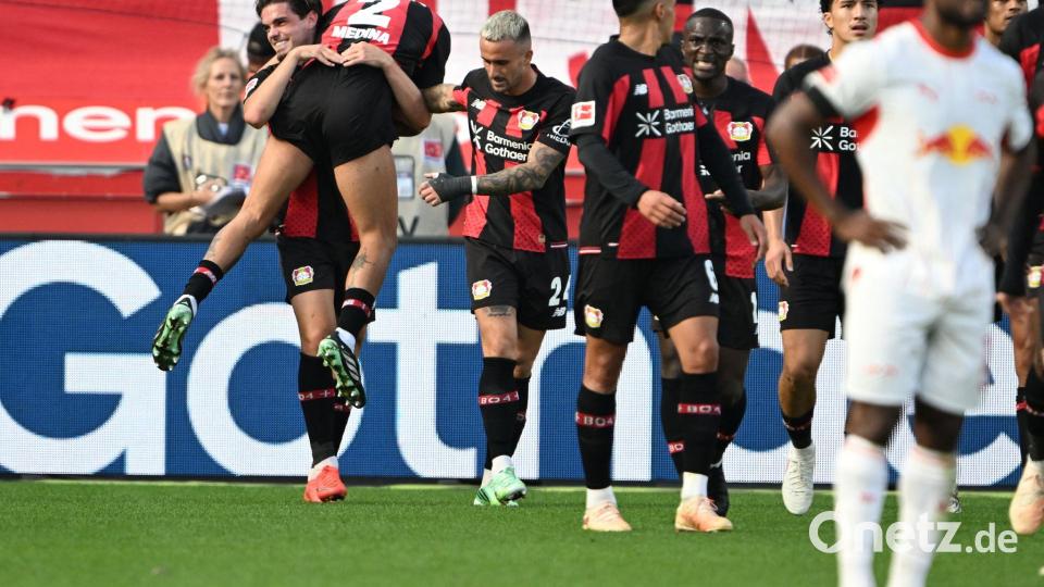 Leverkusen feiert den zweiten Heimsieg im zweiten Spiel. Bild: Federico Gambarini/dpa