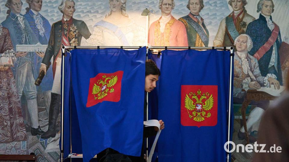 Es war die erste Abstimmung in Russland seit Beginn von Putins Krieg gegen die Ukraine im Februar 2022. Bild: Dmitri Lovetsky/AP/dpa