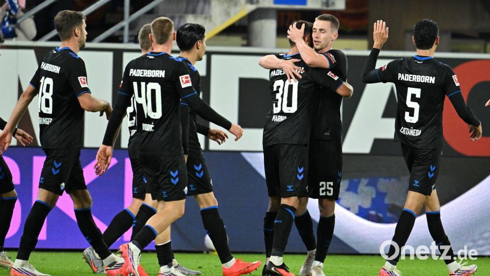 Torjubel beim SC Paderborn: Der Aufsteiger erzielte gegen Hoffenheim seine ersten Treffer. Bild: Swen Pförtner/dpa