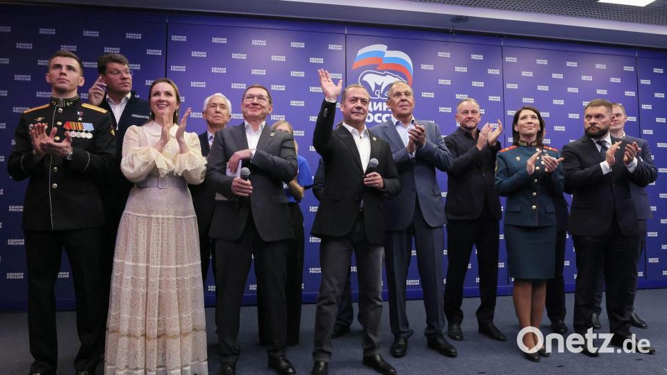 Die Kremlpartei Geeintes Russland ist die maßgebliche politische Kraft hinter dem Krieg gegen die Ukraine. Bild: Ekaterina Shtukina/Pool Sputnik Kremlin/AP/dpa