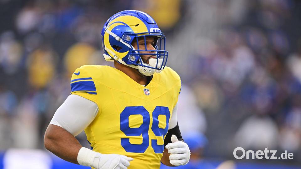 Aaron Donald spielte erstmals seit seinem Rücktritt vom Rücktritt wieder in der NFL. Bild: Katie Chin/AP/dpa