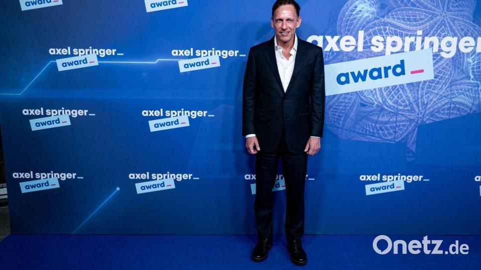 Peter Thiel, Techinvestor, kommt zur Verleihung des Axel Springer Award. Bild: Fabian Sommer/dpa