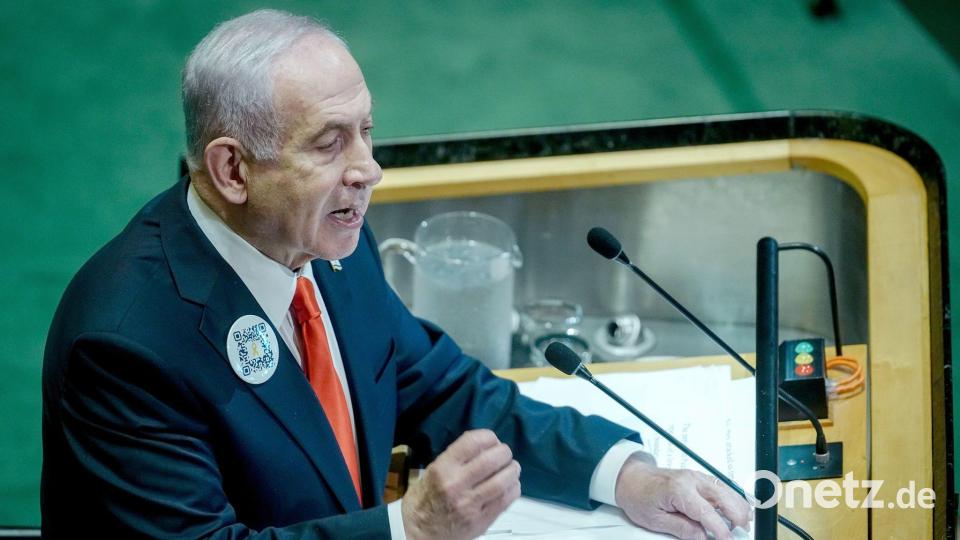 Netanjahu bei der UN-Generaldebatte im vergangenen Jahr. (Archivbild) Bild: Kay Nietfeld/dpa