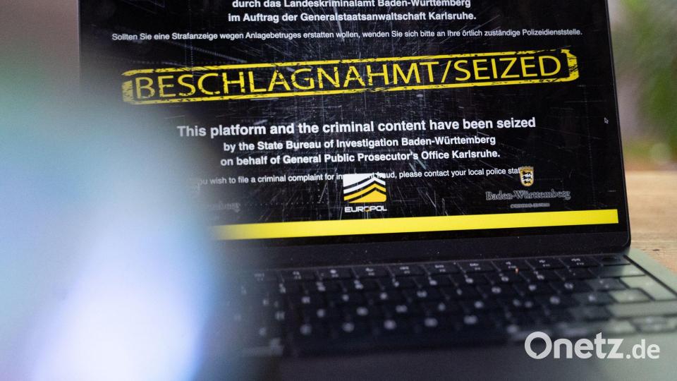 Wenn man die Adresse der beschlagnahmten Internetseiten eingibt, erscheint ein Sicherstellungsbanner der Behörden. (Archivbild) Bild: Leonie Asendorpf/dpa