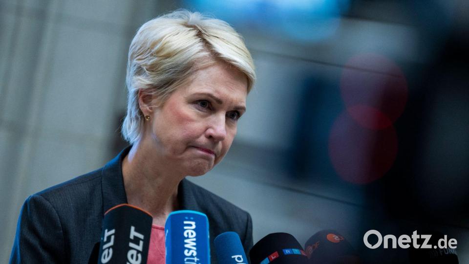 Mecklenburg-Vorpommerns Ministerpräsidentin Manuela Schwesig appelliert an Kanzler Friedrich Merz. Bild: Christophe Gateau/dpa