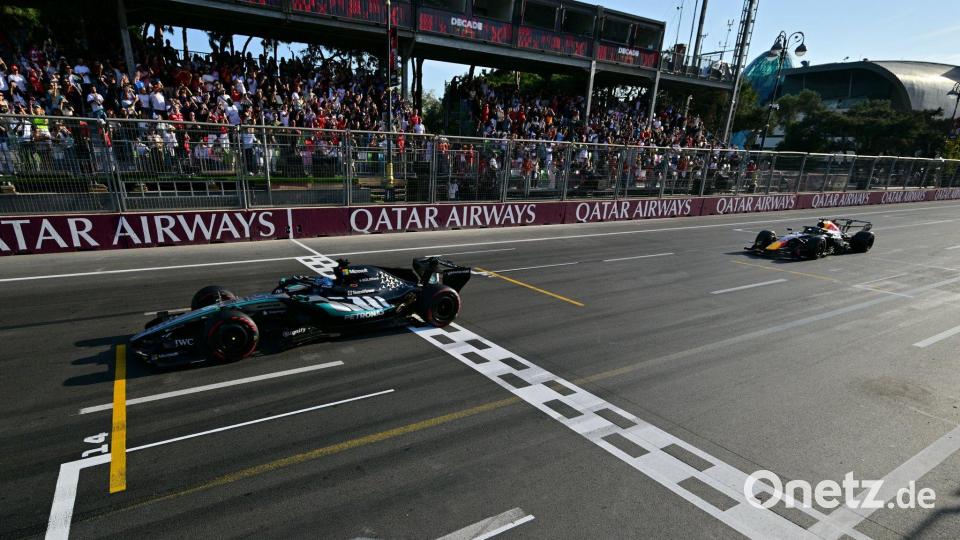 Ganz knappes Finish in Aserbaidschan. Bild: Andrej Isakovic/Pool AFP/AP/dpa