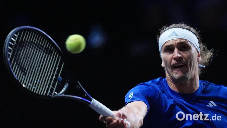 Alexander Zverev in Aktion beim Laver Cup. Bild: Maja Smiejkowska/AP/dpa