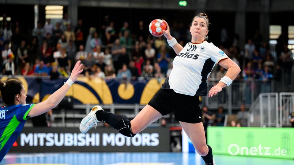 Emily Vogel blickt der EM trotz der Pleite gegen Spanien zuversichtlich entgegen. (Archivbild) Bild: Marco Wolf/dpa