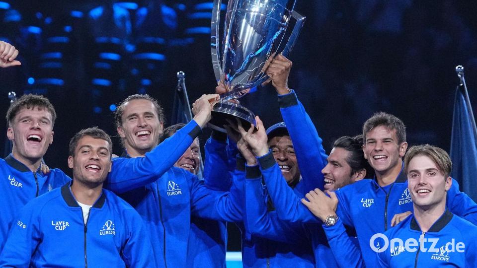 Alexander Zverev jubelt mit Team Europa. Bild: Maja Smiejkowska/AP/dpa