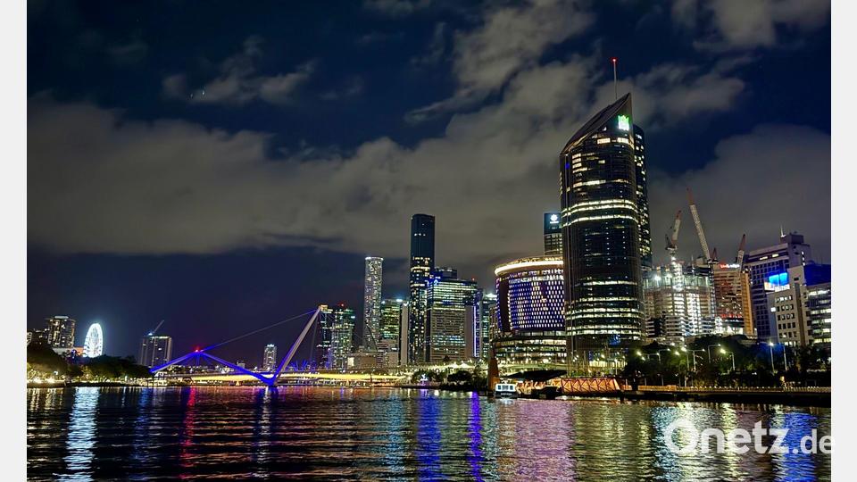 Die Olympia-Farben spiegel sich bereits in Brisbane River. (Archivbild) Bild: Carola Frentzen/dpa