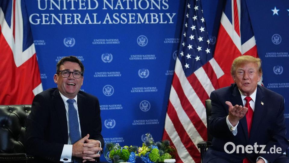 Auch Donald Trump scheint überzeugt von Andy Burnham. (Archivbild) Bild: Julia Demaree Nikhinson/AP/dpa