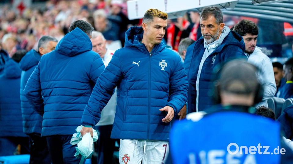 Ronaldo auf der Bank gegen Norwegen: Womöglich war das sein letzter Auftritt im Kreis der Nationalmannschaft. Archivbild: Cornelius Poppe/NTB Scanpix/AP/dpa