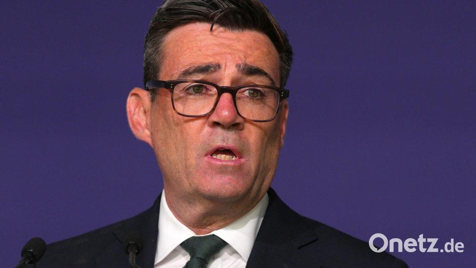 Steht wegen seiner Aussagen zu den City-Bossen in der Kritik: Premierminister Burnham. (Archivbild) Bild: Carl Court/Getty Images Pool/AP/dpa