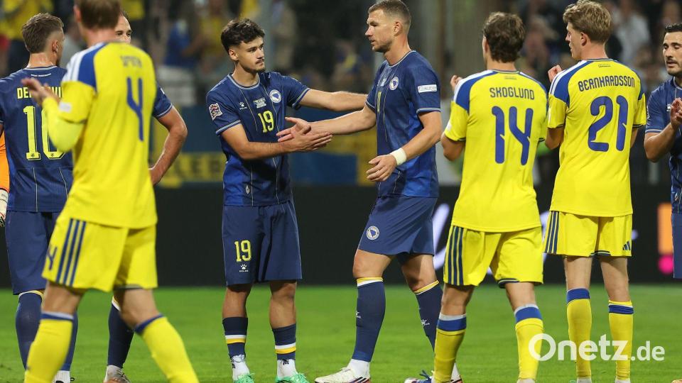 Bosniens Kapitän Edin Dzeko hat seine Nationalmannschaftskarriere beendet. Bild: Armin Durgut/AP/dpa