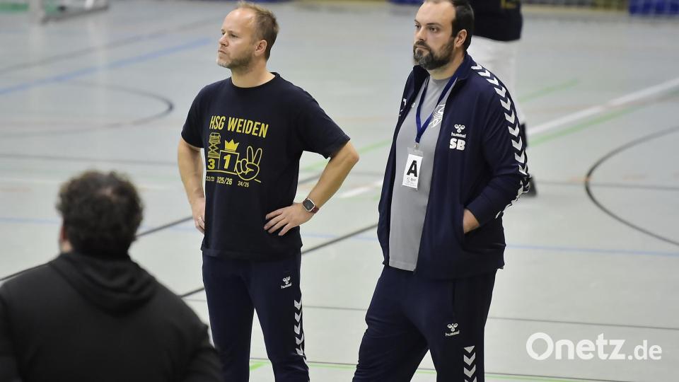 Marc-Jannis Prelle (links) und Sebastian Bodensteiner (rechts) von der HSG Weiden. Bild: Hubert Ziegler