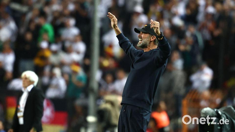 Jürgen Klopp in Aktion am Spielfeldrand. Bild: Christian Charisius/dpa
