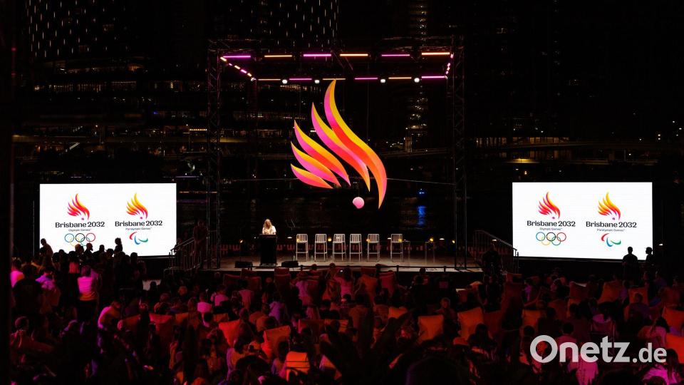 Brisbane (Australien): Gesamtblick auf die Enthüllung der Embleme für Olympia und Paralympics 2032 Bild: Russell Freeman/AAP/dpa