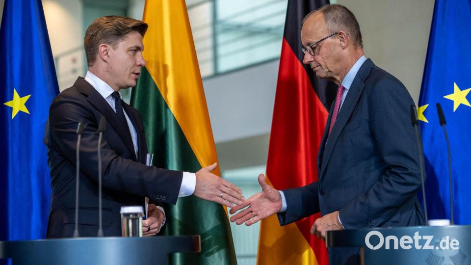 Der Kanzler äußerte sich nach einem Treffen mit dem litauischen Ministerpräsidenten Mindaugas Sinkevičius in Berlin. Bild: Michael Kappeler/dpa