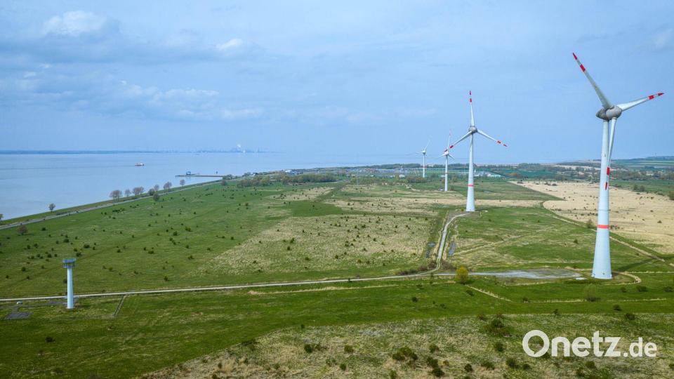 Bislang ist das Gebiet, wo der Marinehafen entstehen soll, noch weitgehend unbebaut. (Archivbild) Bild: Sina Schuldt/dpa