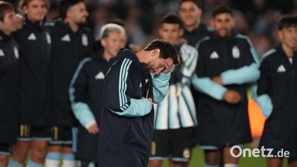 Nach seinem Abschiedsspiel war Lionel Messi emotional bewegt. Bild: Gustavo Garello/AP/dpa