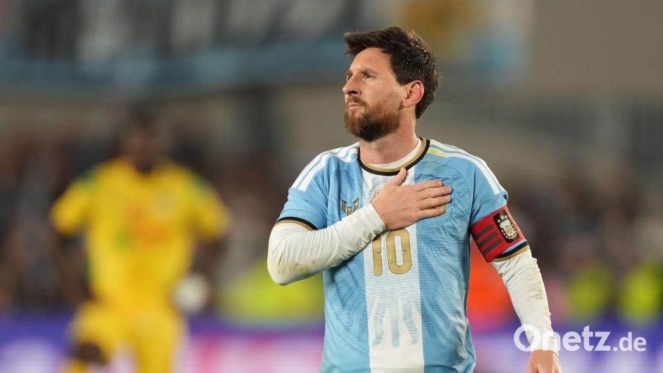 Lionel Messi jubelt über sein drittes Tor. Bild: Gustavo Garello/AP/dpa
