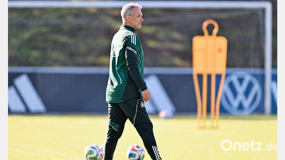 Bundestrainer Christian Wück hat mit den DFB-Frauen wichtige Spieler vor sich. (Archivbild) Bild: Uwe Anspach/dpa