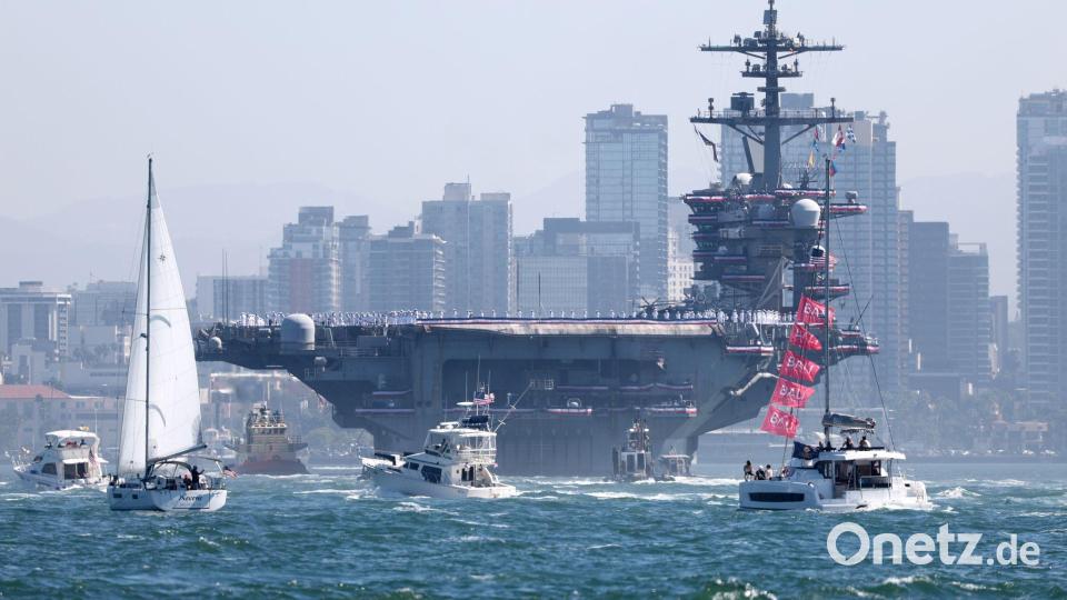 Der Flugzeugträger „USS Abraham Lincoln“ kehrt nach seinem Einsatz in die Bucht von San Diego zurück. Bild: Karl Anderson/AP/dpa