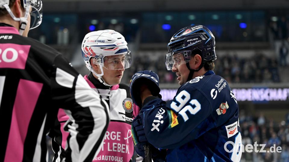 Szenen aus der Partie der Blue Devils Weiden und der Dresdner Eislöwen. Die Weidener hatten beim DEL-Absteiger keine Chance und unterlagen klar mit 1:5. Bild: Julia Peter
