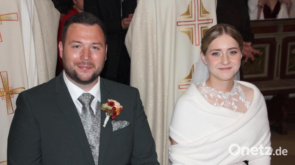 Veronika und Andreas Häckl während des Trauungsgottesdienstes in der Kappl. Bild: Konrad Rosner