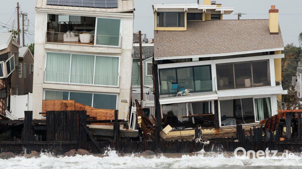 Long Beach (Kalifornien): Sturmspuren an der Küste – Häuser nach Tropensturm Rachel beschädigt Bild: Stephen Lam/San Francisco Chronicle via AP /dpa