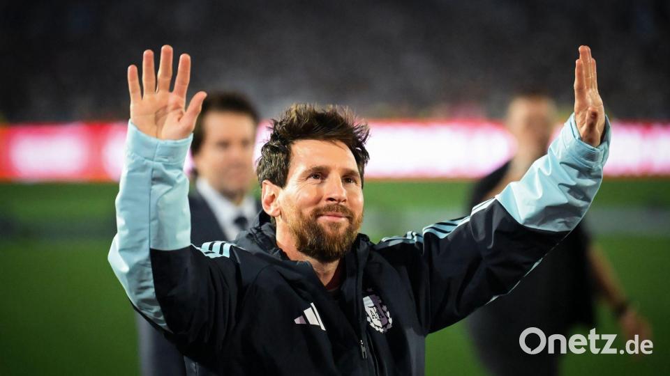 Fußballstar Lionel Messi bei seinem Abschied von der Nationalmannschaft Argentiniens. (Archivbild) Bild: Martin Cossarini/dpa
