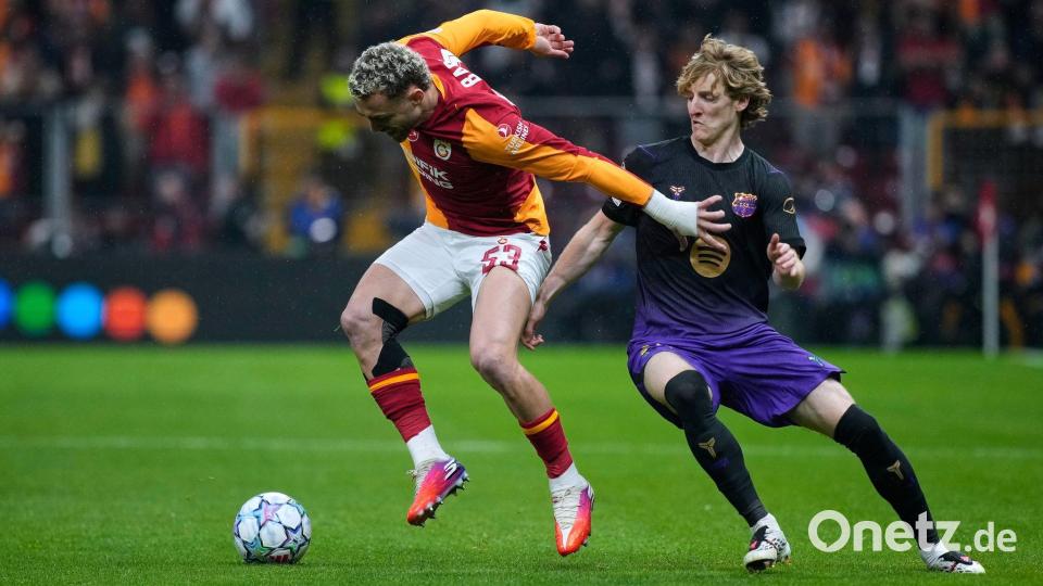 Anthony Gordon (rechts) traf beim Sieg von Barcelona in Istanbul. Bild: Khalil Hamra/AP/dpa