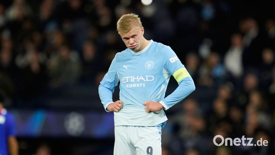 Erling Haaland von Manchester City reagiert. Bild: Dave Thompson/AP/dpa