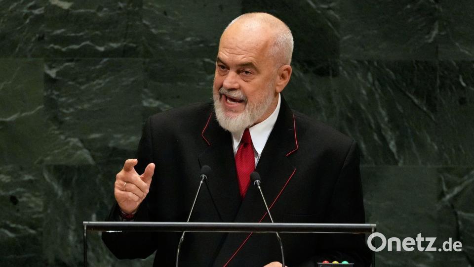 Hinter den Protesten gegen seine Regierung es sieht Albaniens Ministerpräsident Edi Rama Feinde der EU. (Archivbild) Bild: Seth Wenig/AP/dpa