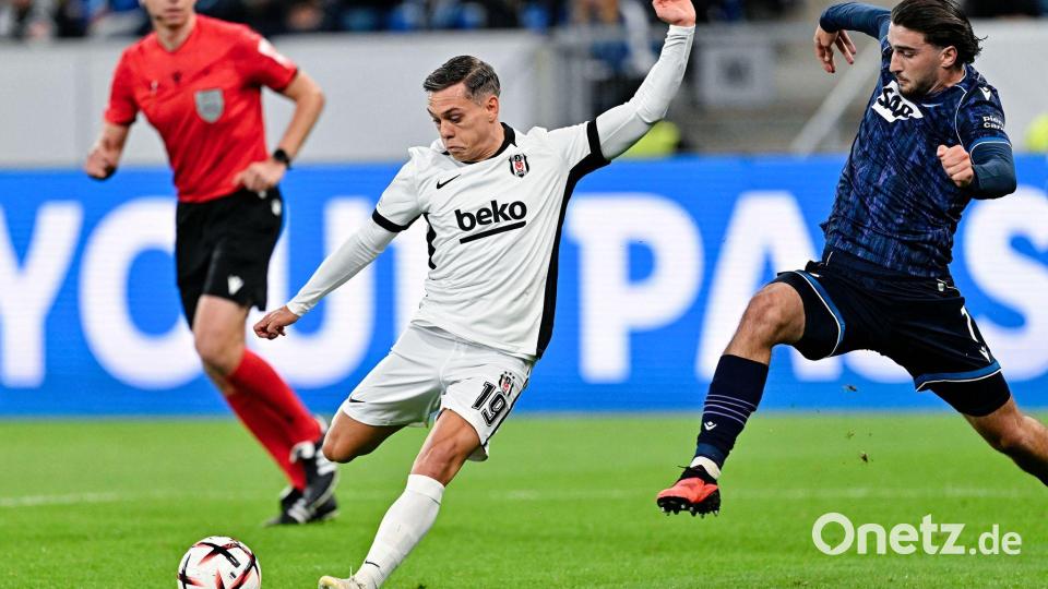 Besiktas-Ass Leandro Trossard zieht gegen Hoffenheim ab. Bild: Uwe Anspach/dpa