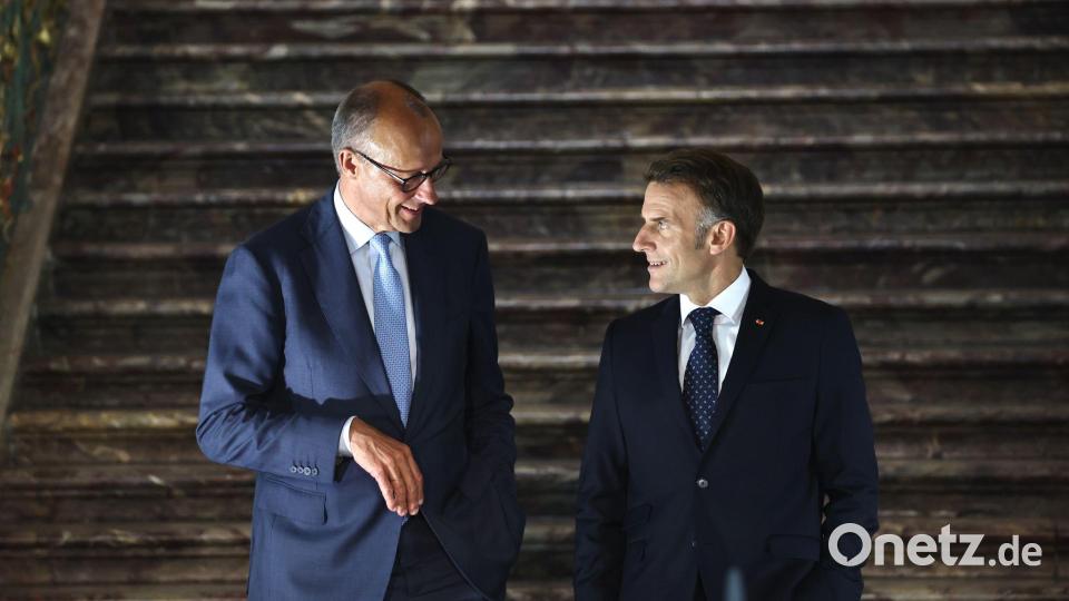 Wollen eine deutsch-französische Einigung finden: Merz und Macron. (Archivbild) Bild: Oliver Berg/dpa