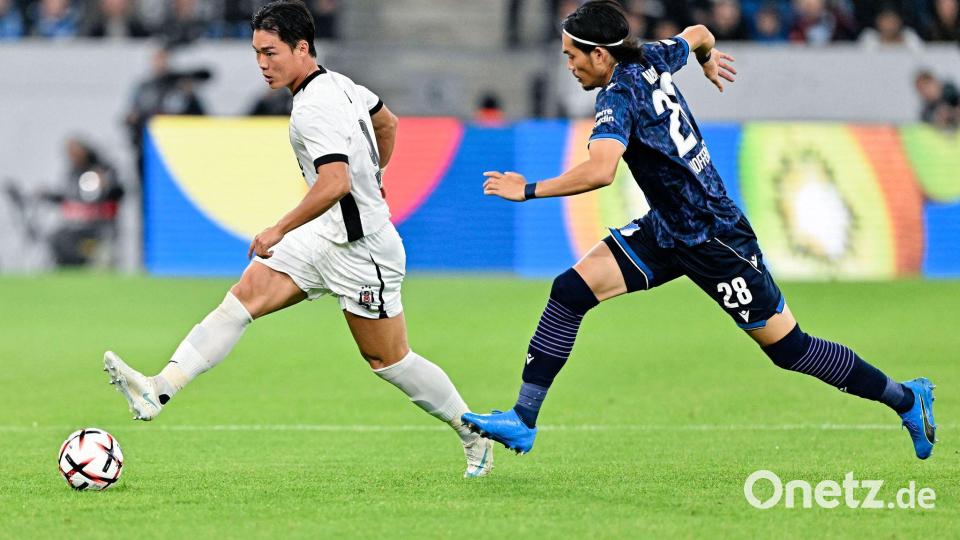 Koki Machida (r.): Hoffenheims Abwehr ware gefordert. Bild: Uwe Anspach/dpa