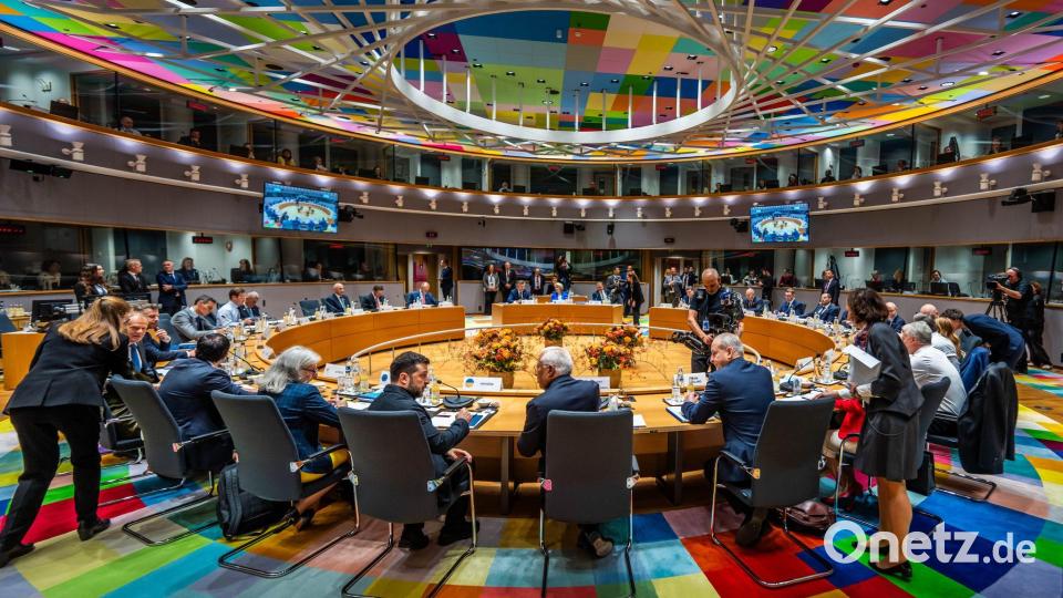 Die EU-Staaten verstünden die Position der Ukraine, sagte Selenskyj in Brüssel. Bild: Michael Kappeler/dpa-Pool/dpa