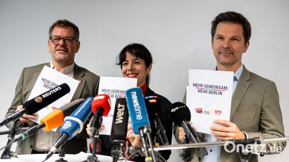 Das Sondierungspapier von Linke, Grünen und SPD ist rund 30 Seiten lang. Bild: Fabian Sommer/dpa