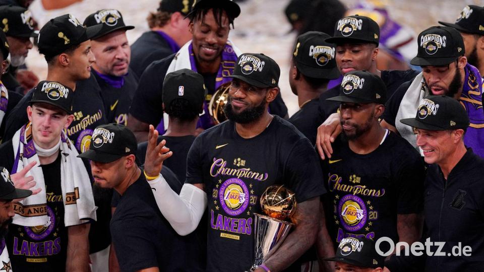 James feierte die Meisterschaft mit den Lakers. (Archivbild) Bild: Mark J. Terrill/AP/dpa