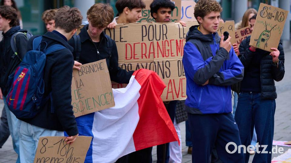 Mit Protestschildern demonstrierten die Schülerinnen und Schüler. Bild: Sven Hoppe/dpa