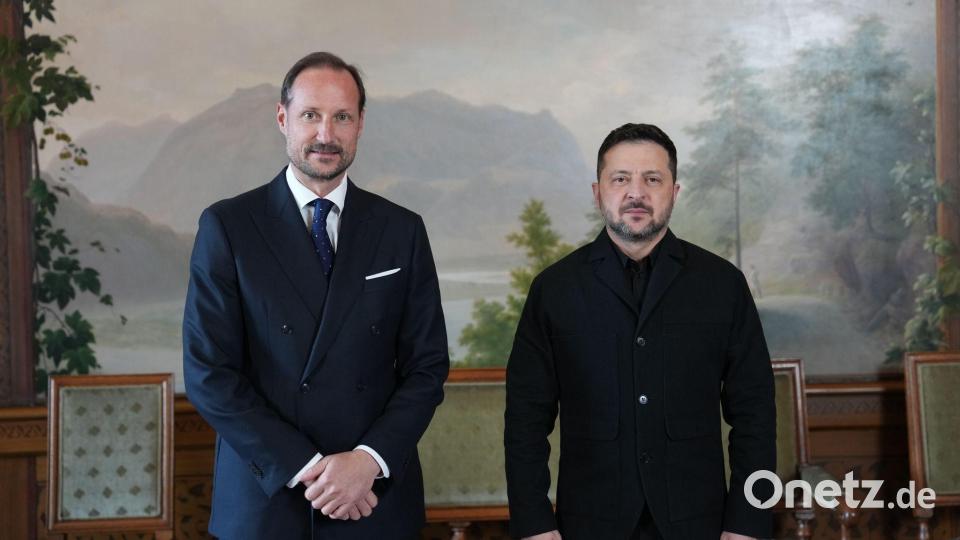 Zuvor war Selenskyj zur Audienz bei Norwegens König Haakon VIII. Bild: Ole Berg-Rusten/NTB/dpa
