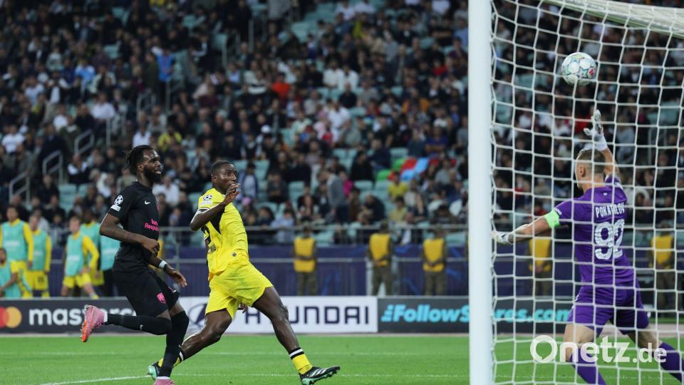 Das Siegtor im Olympiastadion: Guirassy trifft zum 2:1. Bild: Uncredited/AP/dpa