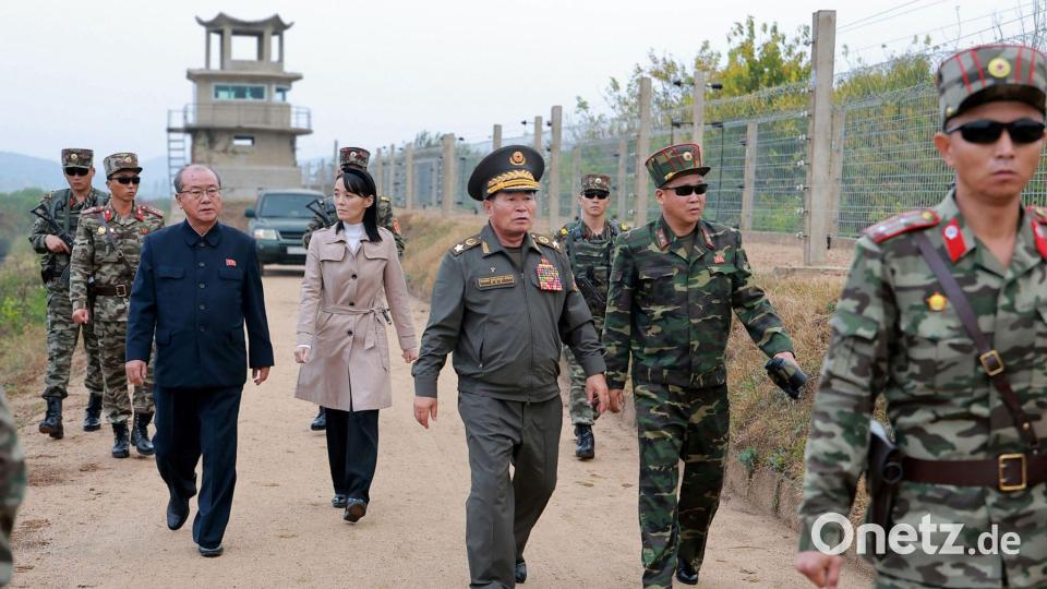 Kim Yo Jong, Schwester von Machthaber Kim Jong Un, hat am Mittwoch die innerkoreanische Grenze inspiziert Bild: Uncredited/KCNA via KNS/AP/dpa